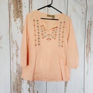 Boho floral  embroidered blouse